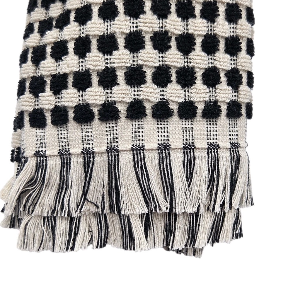 Rachel Zoe 6pc Turkish Cotton Towel Set Black Ecru Raised Dots 2Bath 2Hand 2tip - Picture 15 of 15